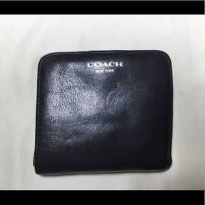 Coach Black Leather Small Billfold Wallet